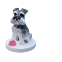 Full-Body Dog Figurine with Base & Food Bowl